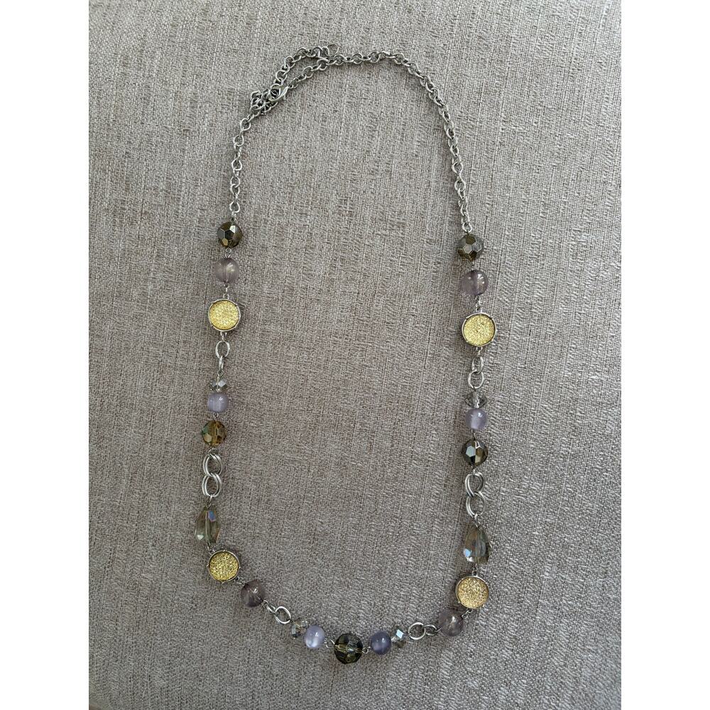 Silver Tone Necklace w/ Mixed Beads